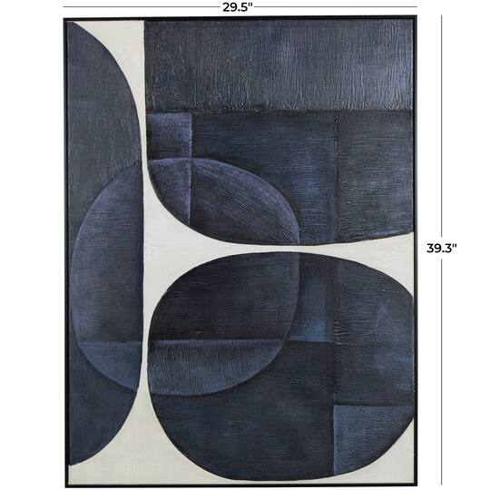 Blue Geometric Abstract Circle Framed Wall Art
